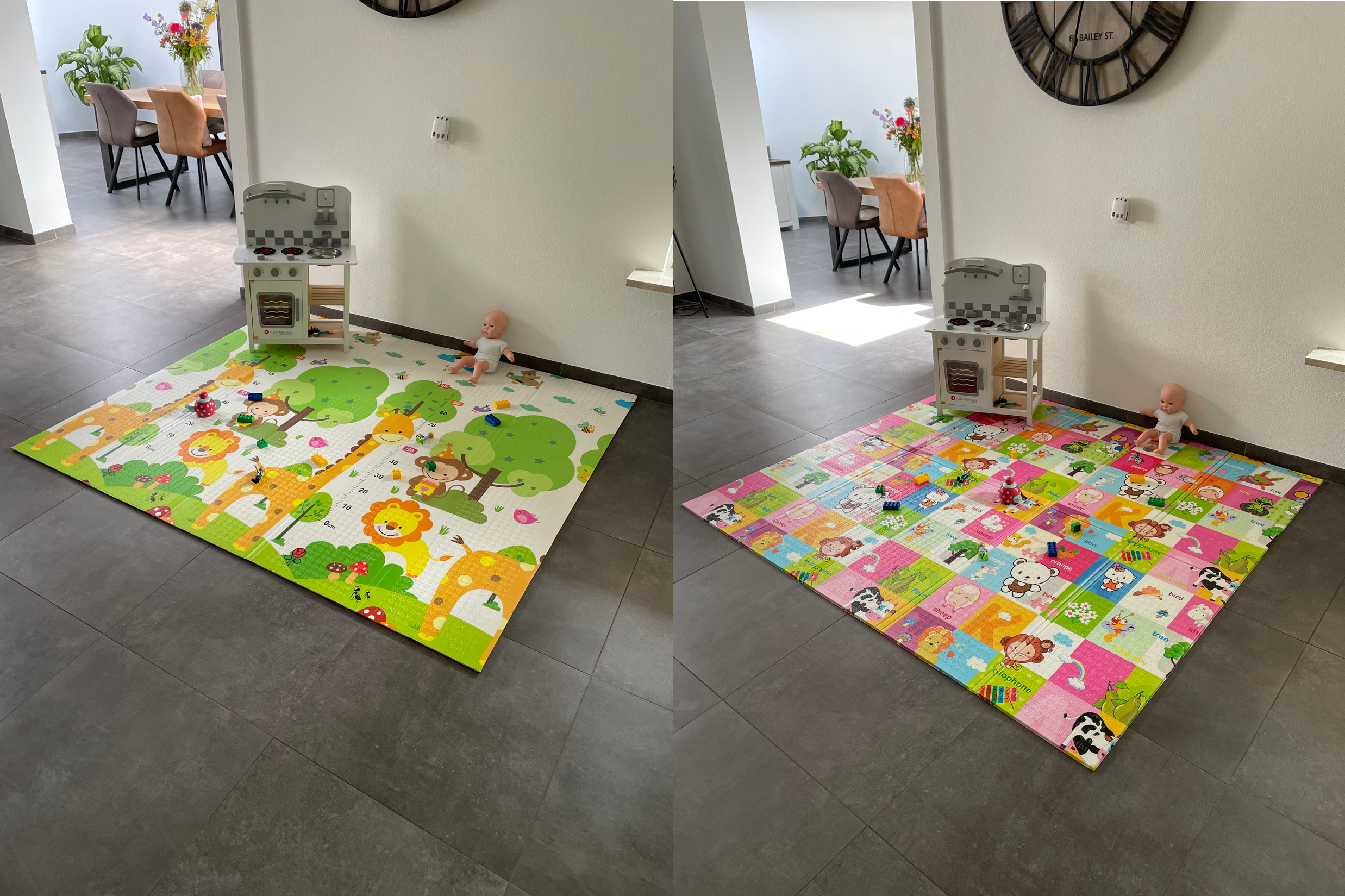 Speelmat voor baby's en kinderen- Dubbelzijdig en Opvouwbaar Foam - 180 x 200 cm Dieren - Marketshopper